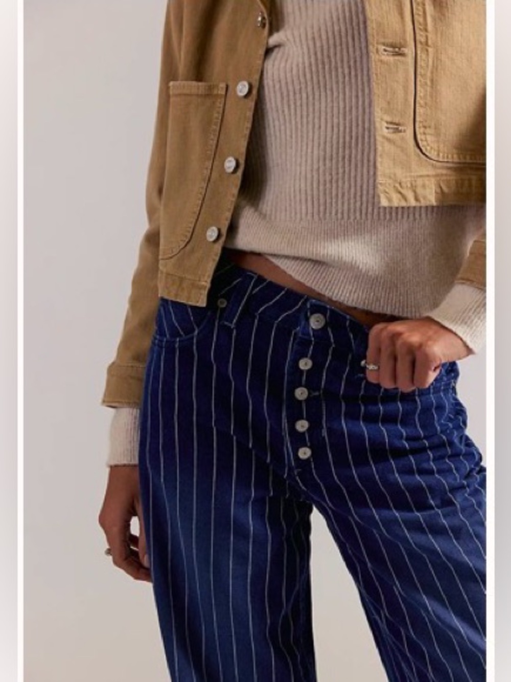 FREE PEOPLE x We The Free Nia Striped Boyfriend Jeans size 28 - Picture 4 of 9